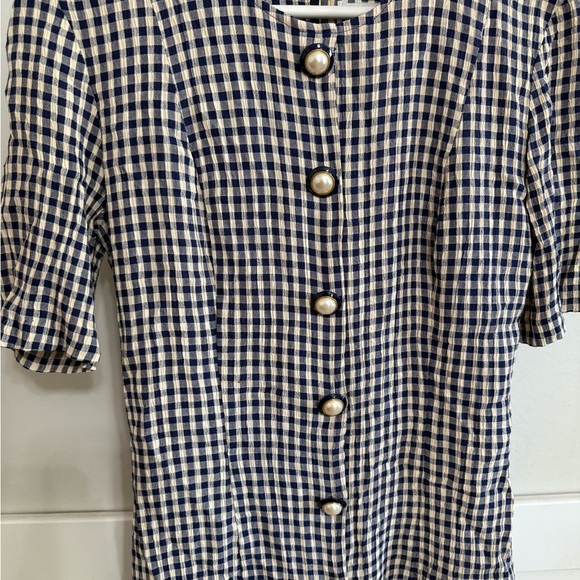 Ultra Dress Blue and Cream Checkered Dress - Picture 2 of 4